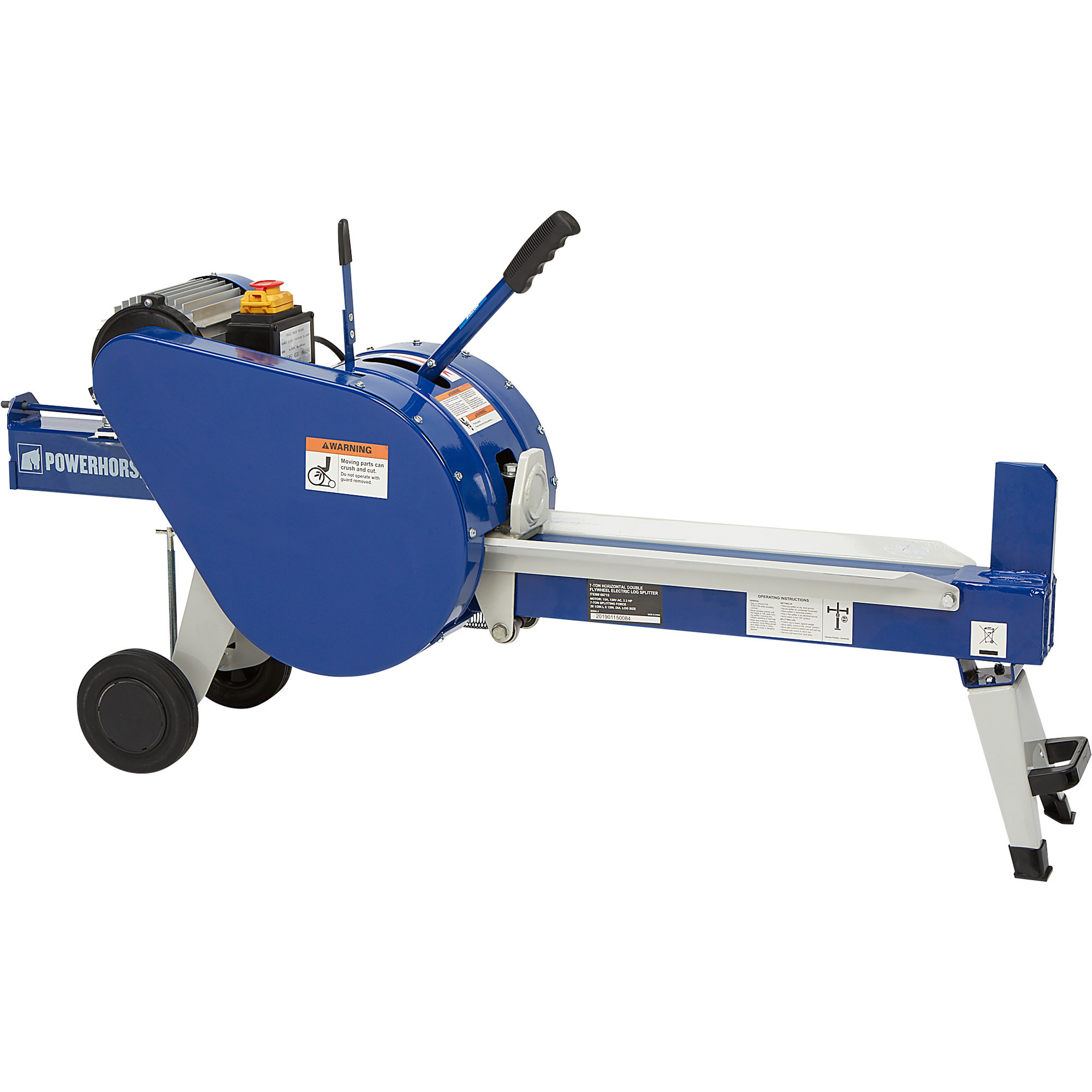 Powerhorse Horizontal Double Flywheel Kinetic Electric Log Splitter, 7-Ton, 15 Amp, 120V Motor